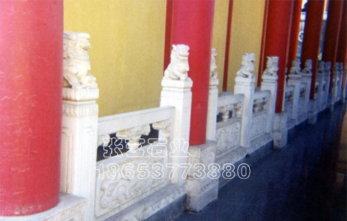 庙宇汉白玉狮子头石栏杆加工制作